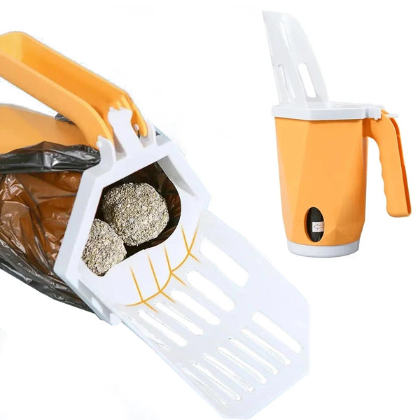 Pet little Scoop with Built-In Waste Bag Holder – Easy One-Handed Litter Box Cleaner